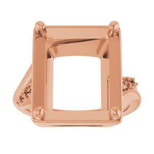 10K Rose Gold 14x12 mm Emerald Ring Mounting – image 6