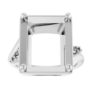 Sterling Silver 14x12 mm Emerald Ring Mounting – image 6