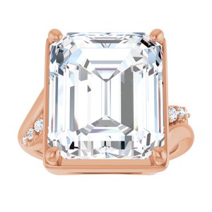 14K Rose Gold 14x12 mm Emerald Ring Mounting – image 5