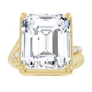 18K Yellow Gold 14x12 mm Emerald Ring Mounting – image 5