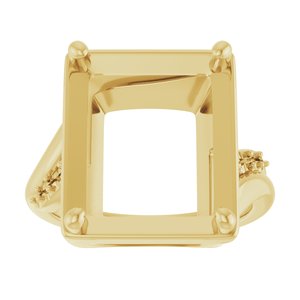 10K Yellow Gold 14x12 mm Emerald Ring Mounting – image 6