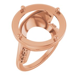 14K Rose Gold 16 mm Round Ring Mounting – image 2