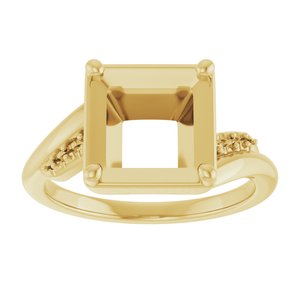 18K Yellow Gold 7.5x7.5 mm Square Ring Mounting – image 6