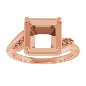 10K Rose Gold 7.5x7.5 mm Square Ring Mounting – image 6