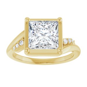 18K Yellow Gold 7.5x7.5 mm Square Ring Mounting – image 5