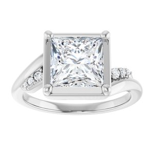 14K White Gold 7.5x7.5 mm Square Ring Mounting – image 5