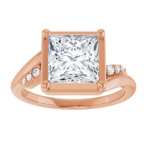 18K Rose Gold 7.5x7.5 mm Square Ring Mounting – image 5
