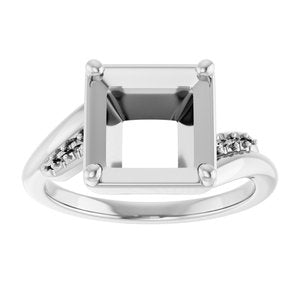 14K White Gold 7.5x7.5 mm Square Ring Mounting – image 6