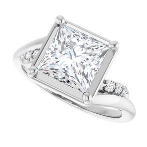 10K White Gold 7.5x7.5 mm Square Ring Mounting – image 8