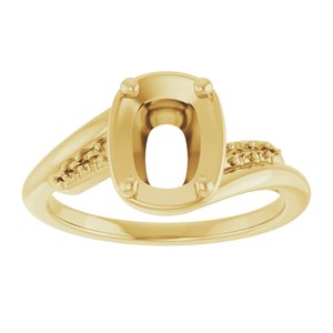 18K Yellow Gold 8x6 mm Elongated Cushion Ring Mounting – image 6