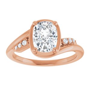 14K Rose Gold 8x6 mm Elongated Cushion Ring Mounting – image 5