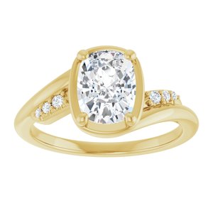 10K Yellow Gold 8x6 mm Elongated Cushion Ring Mounting – image 5