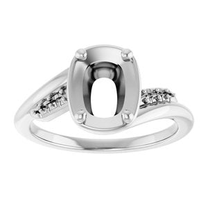 Sterling Silver 8x6 mm Elongated Cushion Ring Mounting – image 6
