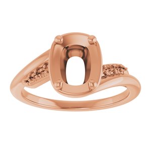 14K Rose Gold 8x6 mm Elongated Cushion Ring Mounting – image 6