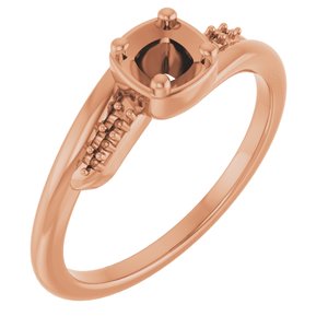 10K Rose Gold 4x4 mm Cushion Ring Mounting – image 2