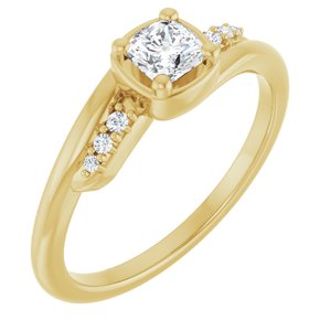 14K Yellow Gold 4x4 mm Cushion Ring Mounting