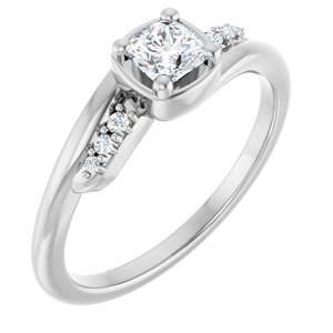 10K White Gold 4x4 mm Cushion Ring Mounting