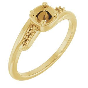 14K Yellow Gold 4x4 mm Cushion Ring Mounting – image 2
