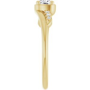 10K Yellow Gold 4x4 mm Cushion Ring Mounting – image 7