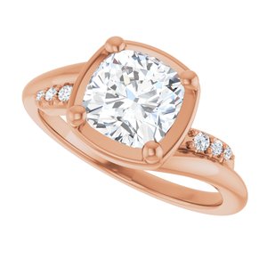 18K Rose Gold 7x7 mm Cushion Ring Mounting – image 8