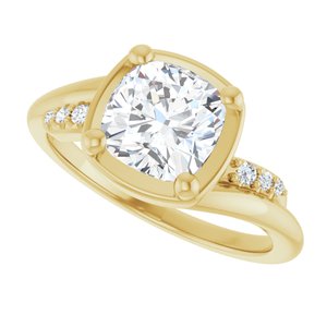 10K Yellow Gold 7x7 mm Cushion Ring Mounting – image 8