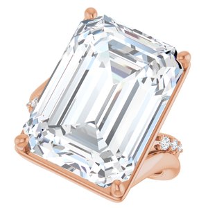 10K Rose Gold 18x13 mm Emerald Ring Mounting – image 8