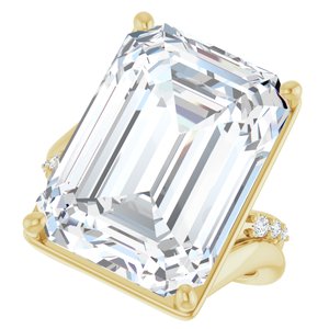 10K Yellow Gold 18x13 mm Emerald Ring Mounting – image 8