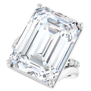 14K X1 White Gold 18x13 mm Emerald Ring Mounting – image 8