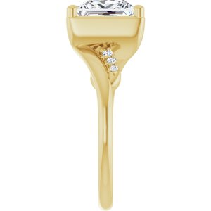 14K Yellow Gold 7.5x7.5 mm Square Ring Mounting – image 7