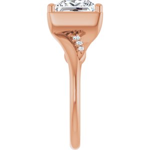 18K Rose Gold 7.5x7.5 mm Square Ring Mounting – image 7