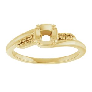 14K Yellow Gold 4x4 mm Cushion Ring Mounting – image 6