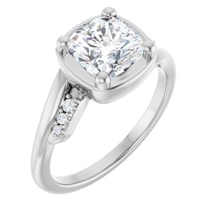 10K White Gold 7x7 mm Cushion Ring Mounting