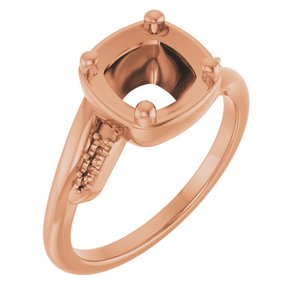 14K Rose Gold 7x7 mm Cushion Ring Mounting – image 2