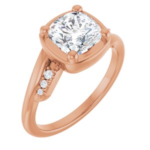 18K Rose Gold 7x7 mm Cushion Ring Mounting