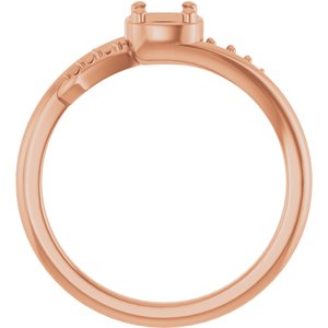 18K Rose Gold 4x4 mm Cushion Ring Mounting – image 4