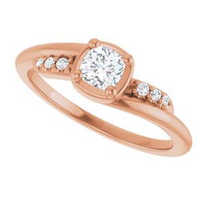 18K Rose Gold 4x4 mm Cushion Ring Mounting – image 8