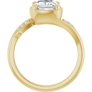 14K Yellow Gold 7x7 mm Cushion Ring Mounting – image 3