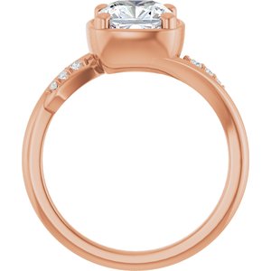 18K Rose Gold 7x7 mm Cushion Ring Mounting – image 3