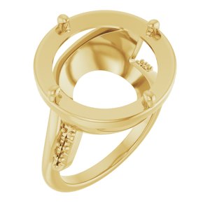 14K Yellow Gold 15 mm Round Ring Mounting – image 2