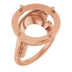 14K Rose Gold 15 mm Round Ring Mounting – image 2