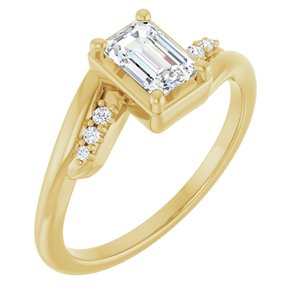 18K Yellow Gold 6x4 mm Emerald Ring Mounting