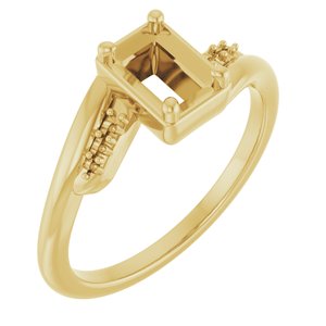 14K Yellow Gold 6x4 mm Emerald Ring Mounting – image 2
