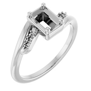 Continuum Sterling Silver 6x4 mm Emerald Ring Mounting – image 2