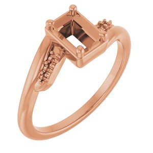 14K Rose Gold 6x4 mm Emerald Ring Mounting – image 2