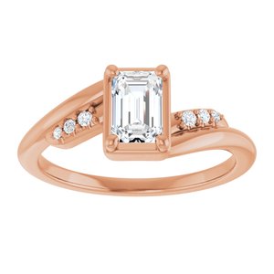 14K Rose Gold 6x4 mm Emerald Ring Mounting – image 5