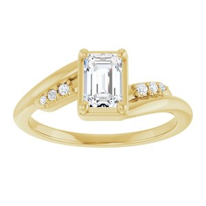 10K Yellow Gold 6x4 mm Emerald Ring Mounting – image 5