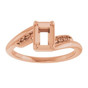14K Rose Gold 6x4 mm Emerald Ring Mounting – image 6