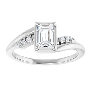 14K X1 White Gold 6x4 mm Emerald Ring Mounting – image 5