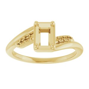 14K Yellow Gold 6x4 mm Emerald Ring Mounting – image 6