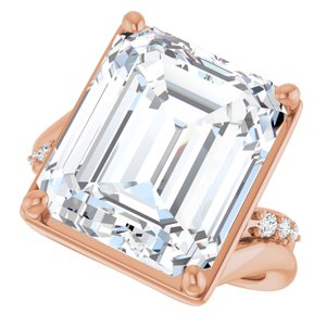 10K Rose Gold 14x12 mm Emerald Ring Mounting – image 8